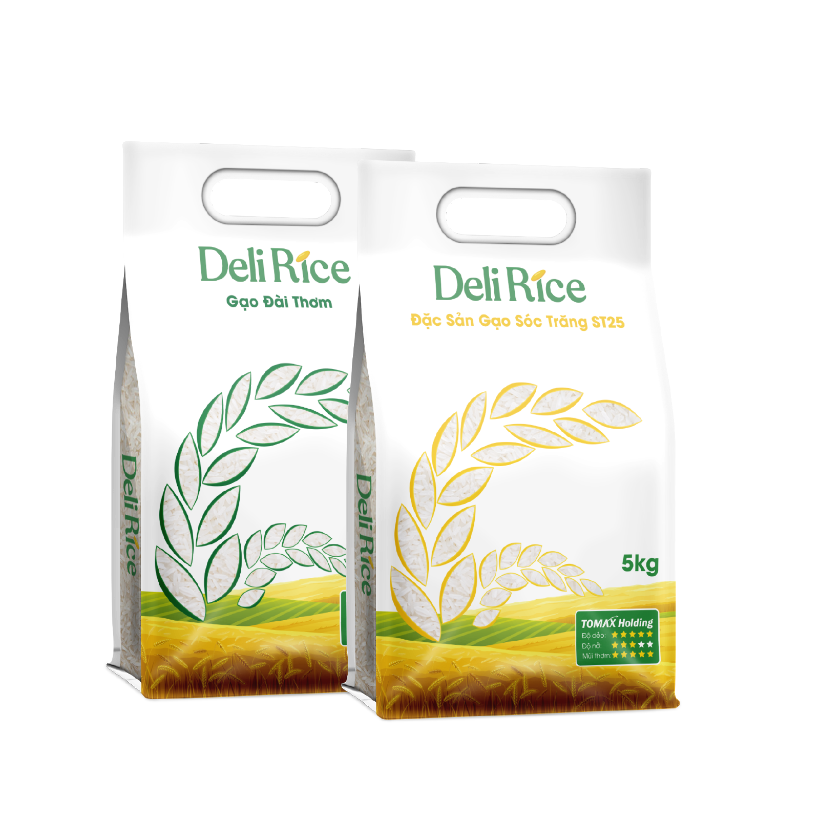 Combo mix 2 túi gạo ST25 và Đài Thơm Deli Rice
