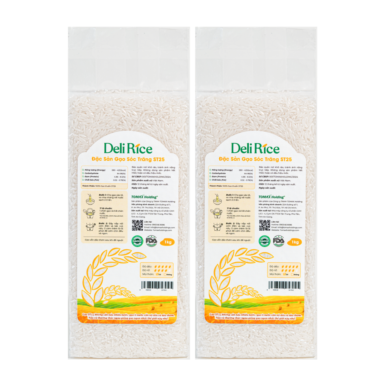 Combo 2 túi Gạo Deli Rice ST25 1kg