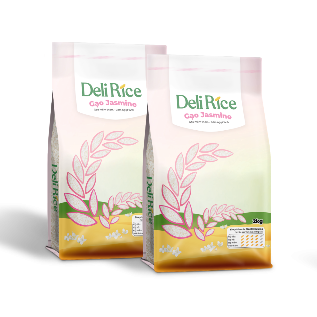 Combo 2 Túi Gạo Deli Rice Jasmine Thơm Dẻo Mềm 2kg