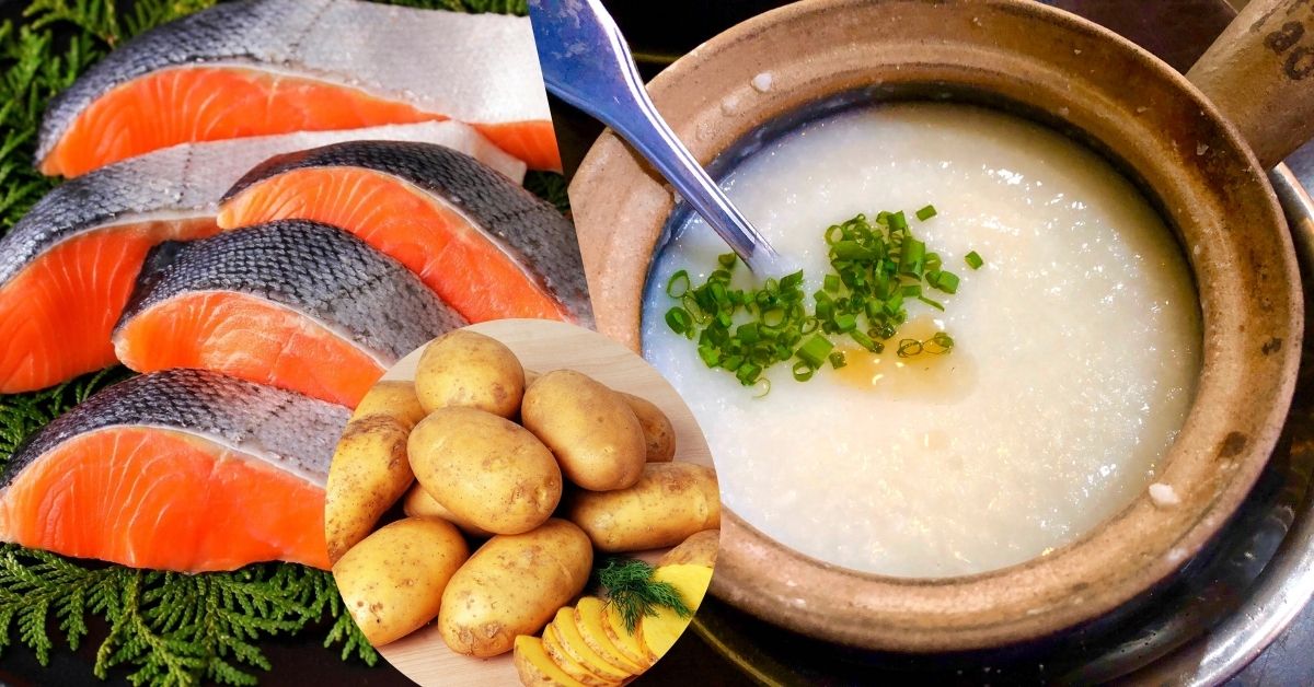 Cháo khoai tây cá hồi