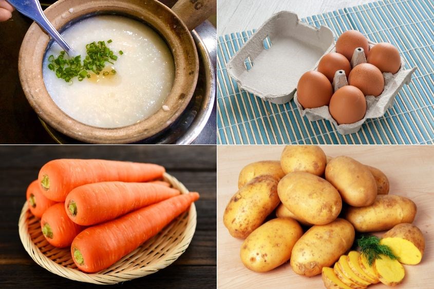 Cháo khoai tây trứng gà